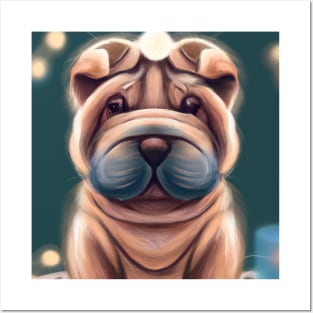 Cute Shar Pei Drawing Posters and Art